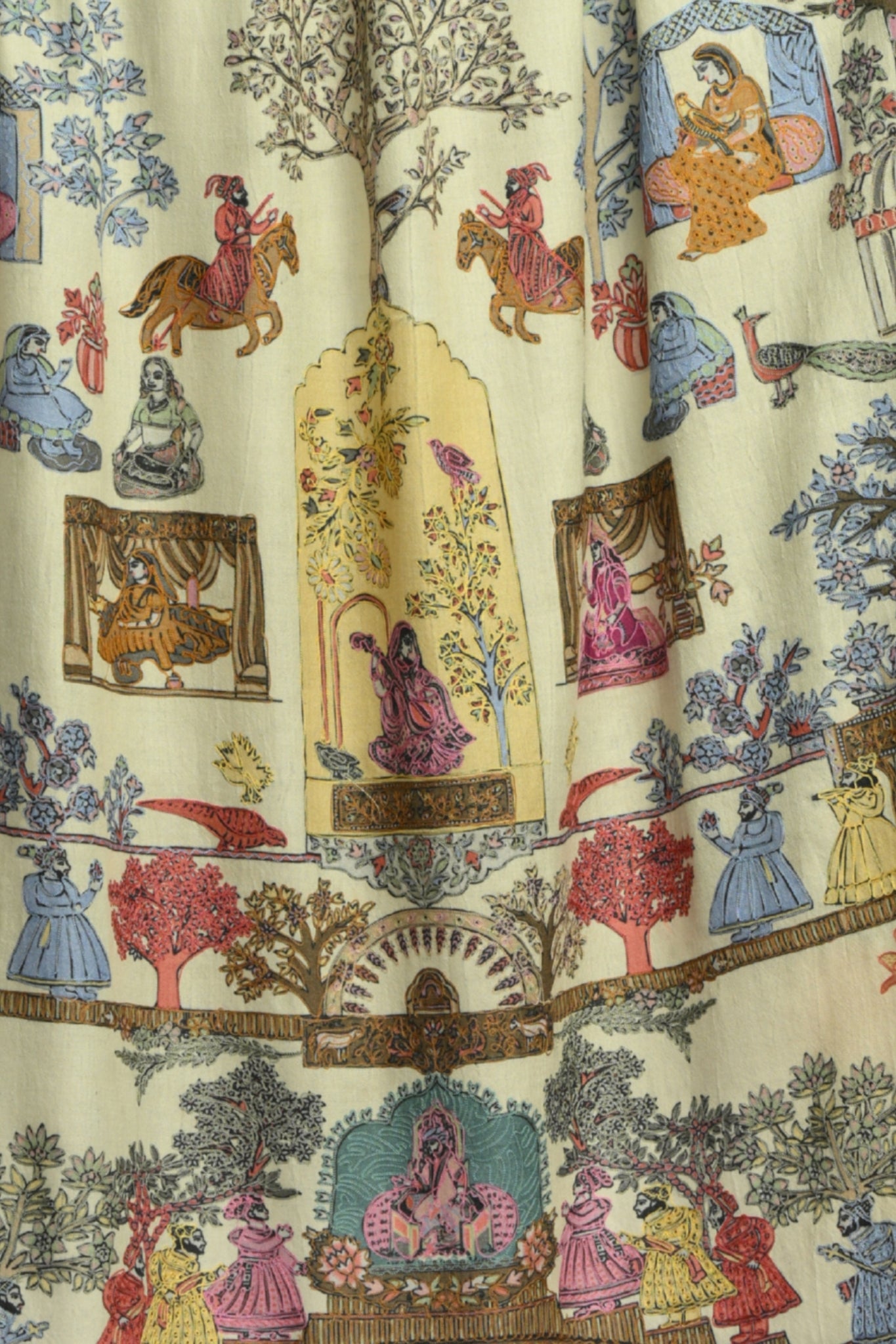 Taroob Shahi Darbar Kalamkari Wool Shawl