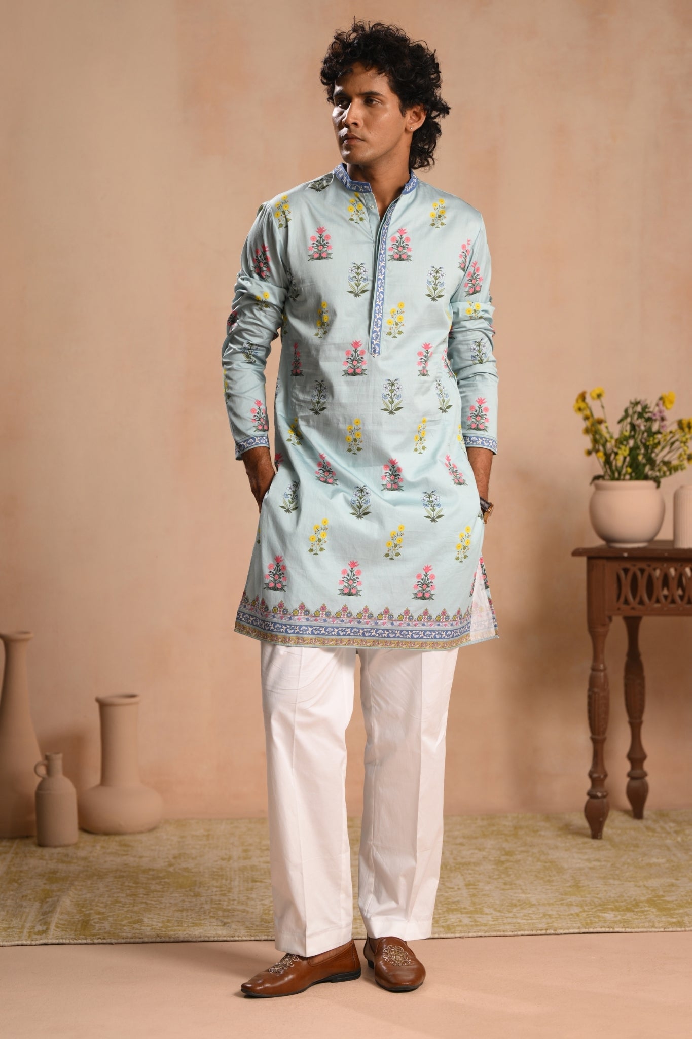 Sky Blue Bagh-e-Noor Kurta Pajama Set