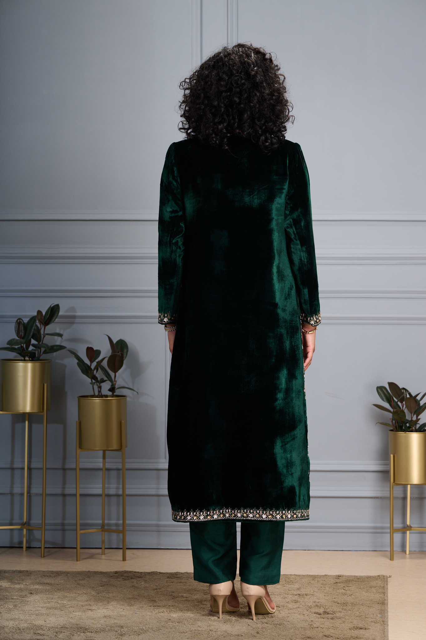 Taroob Hand Embellished Zardozi Velvet Long Coat