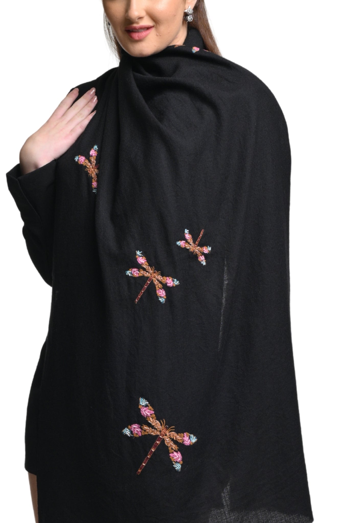 Taroob Embroidered Wanderlust Dragonflies Stole