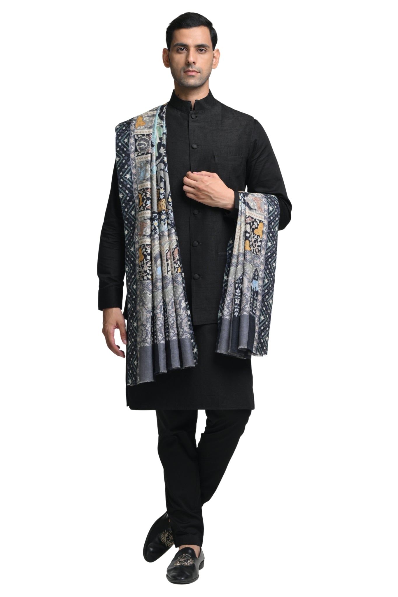 Taroob Royal Raj-Darbar Soft Wool Kalamkari Shawl