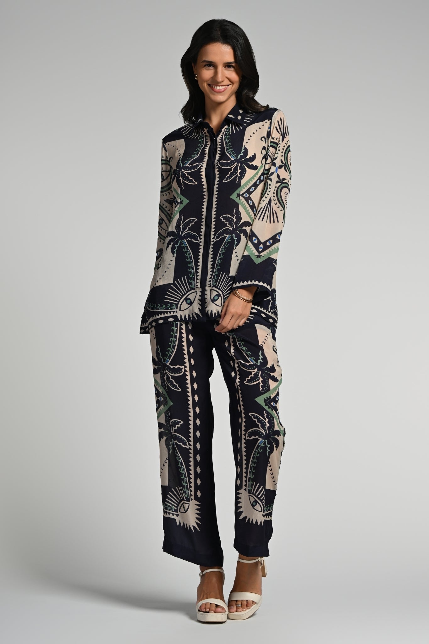 Geo Palms Co-ord Set – Women's Coords & Shirts – Styling view | Taroob