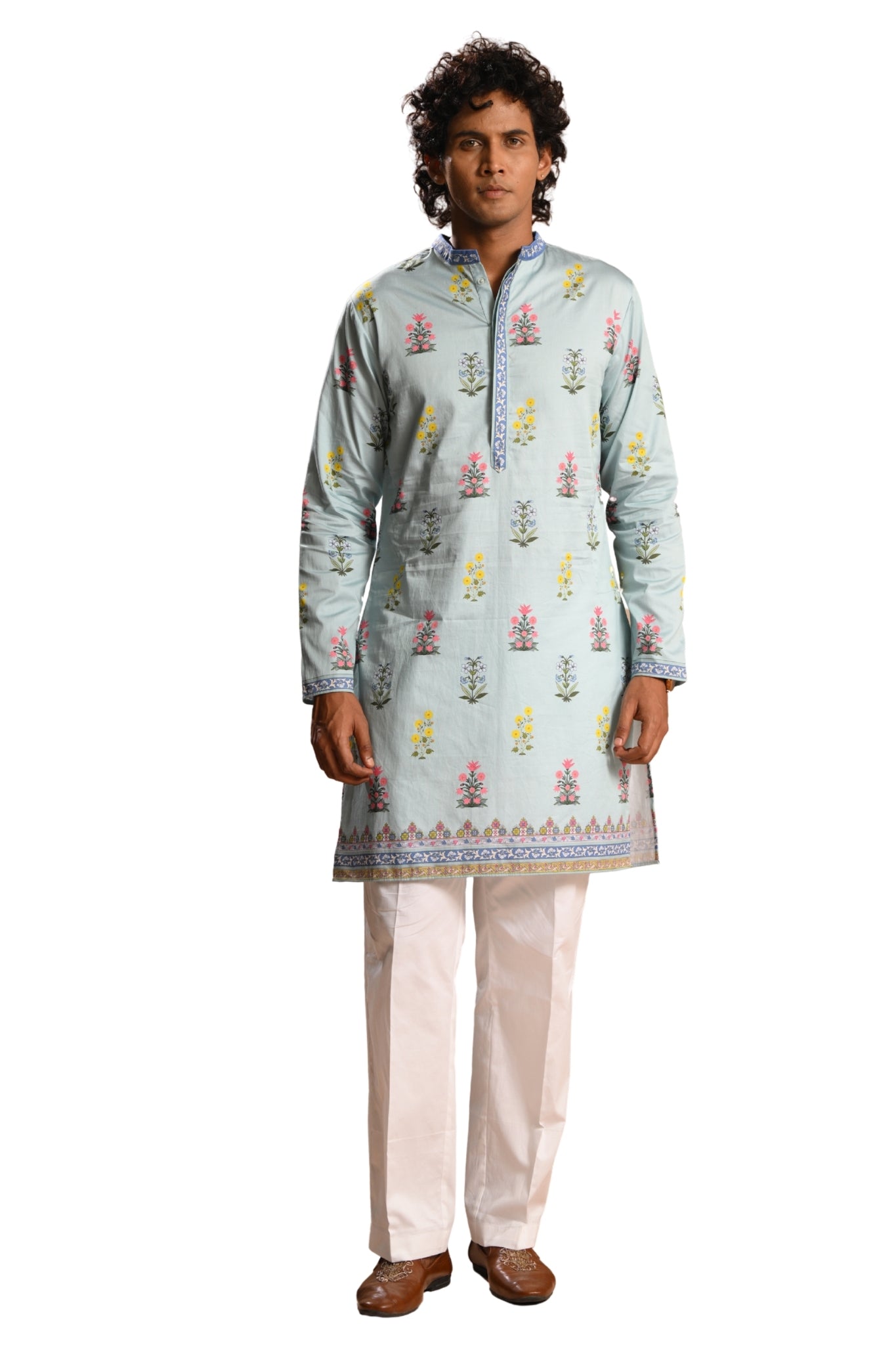 Sky Blue Bagh-e-Noor Kurta Pajama Set