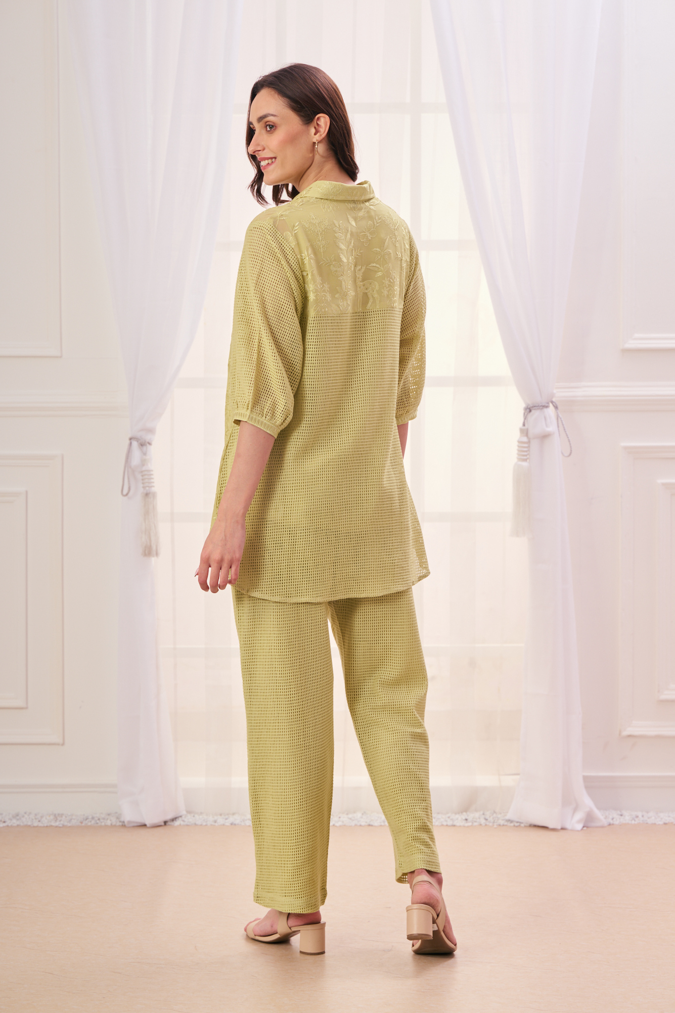 Taroob Embroidered Georgette Safari Co-ord Set