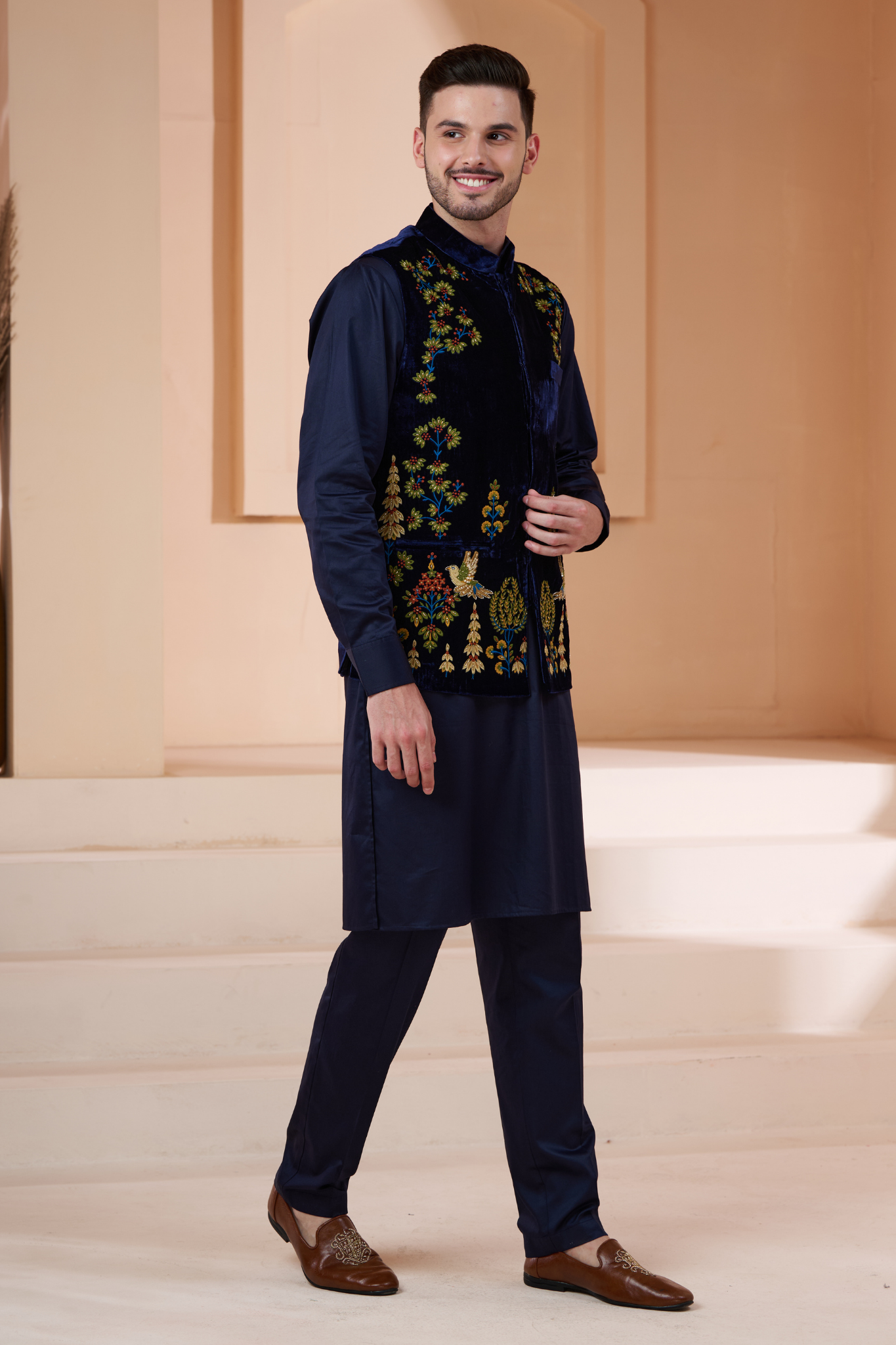 Taroob Velvet Embroidered  Nehru Jacket , Men's Bandi