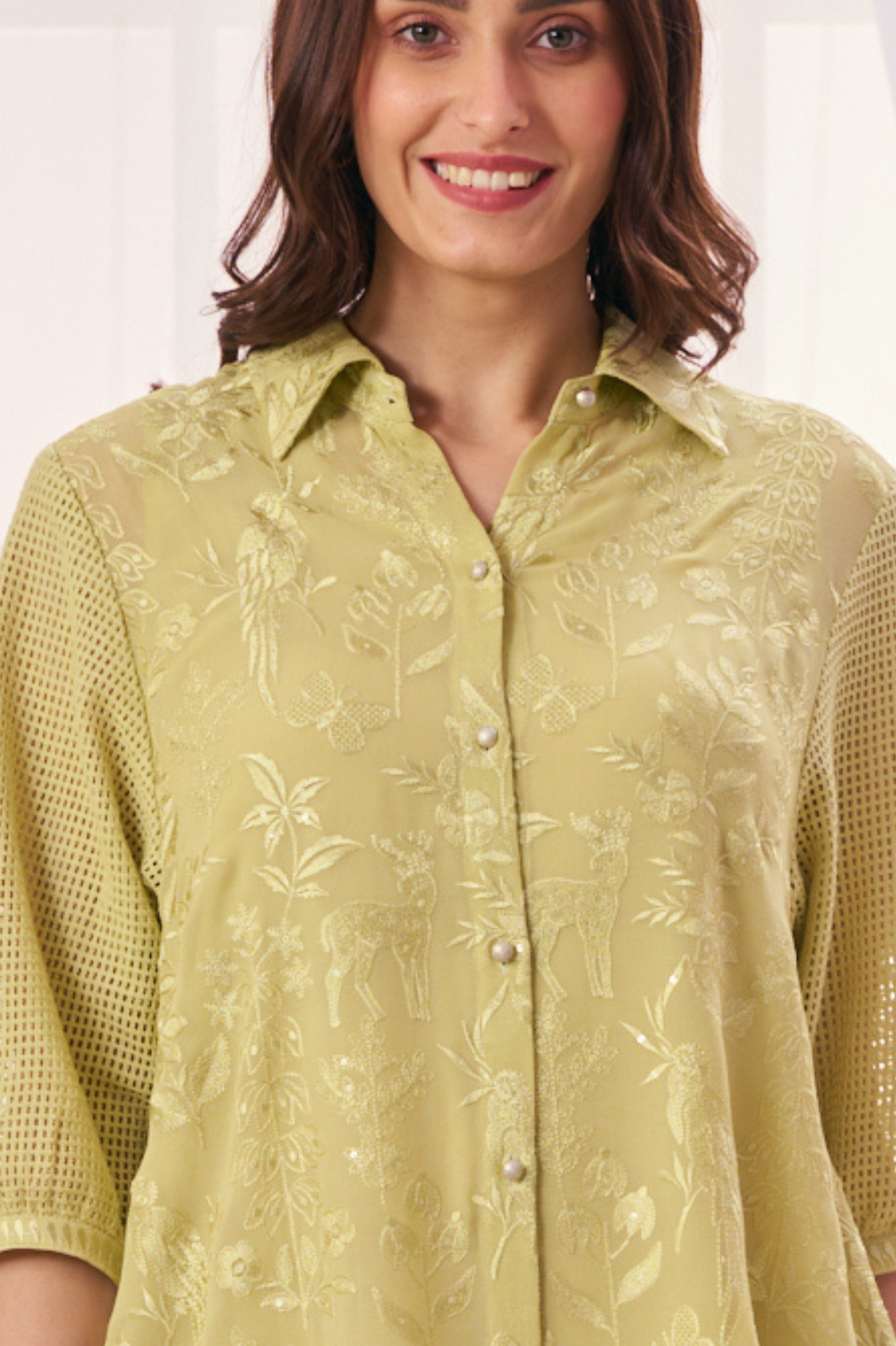 Taroob Embroidered Georgette Safari Co-ord Set