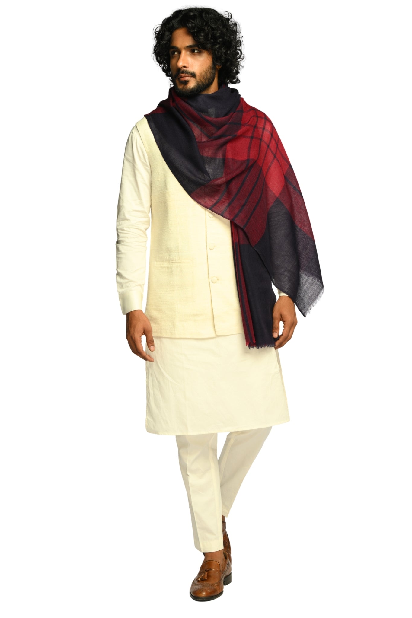 Taroob Merino Wool Windsor Check Scarf
