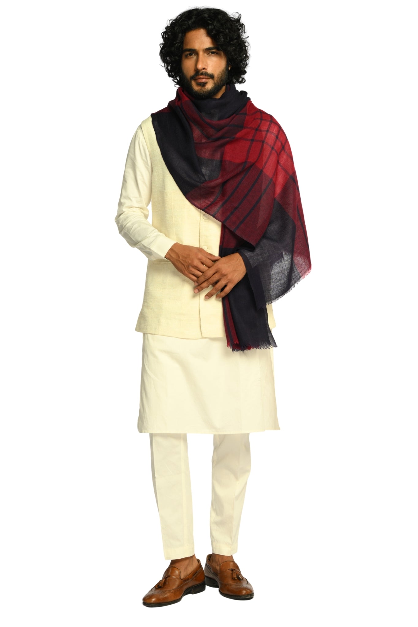 Taroob Merino Wool Windsor Check Scarf