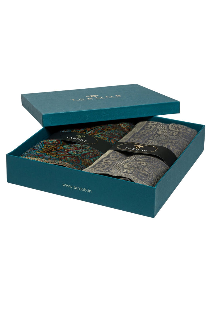 Taroob Couple Gift Set of Super Soft Silk Jamawar Stoles for Him or Her