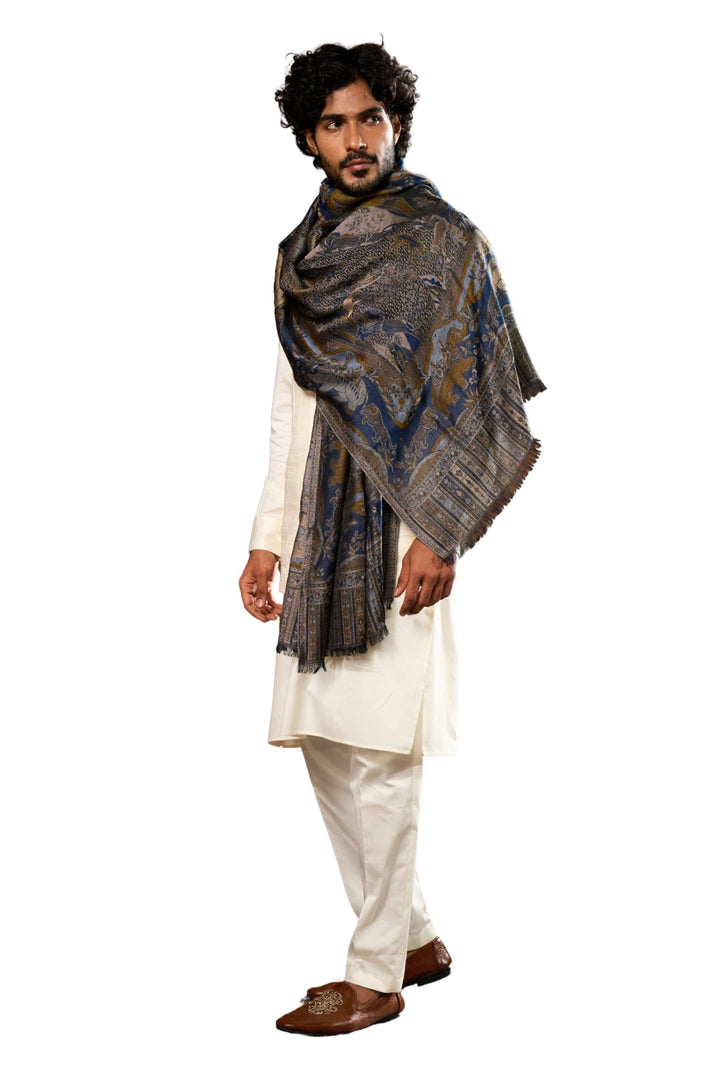 Taroob Raj-Shikara Silk Jamawar Stole
