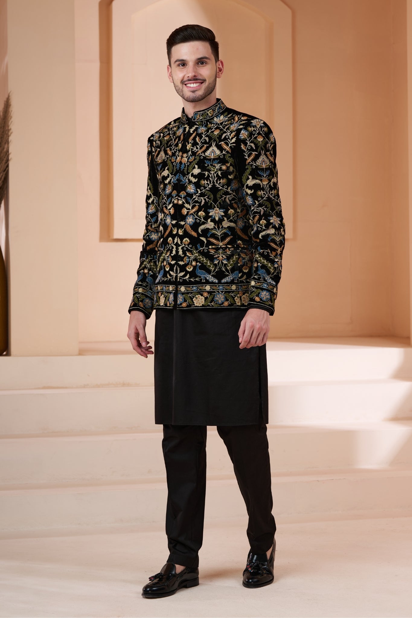 Taroob Embroidered Velvet Men's Bandhgala