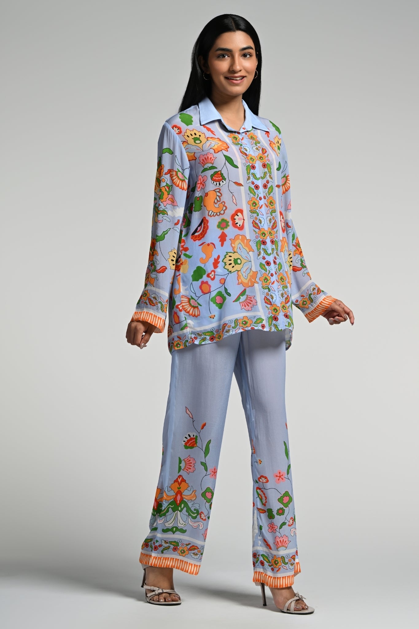 Blue Floral Utopia Co-ord Set – Women's Coords & Shirts – Alternate view | Taroob