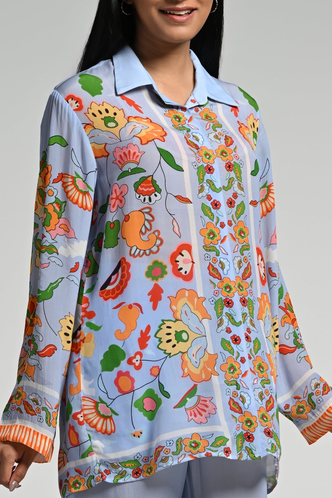 Blue Floral Utopia Co-ord Set – Women's Coords & Shirts – View 6 | Taroob