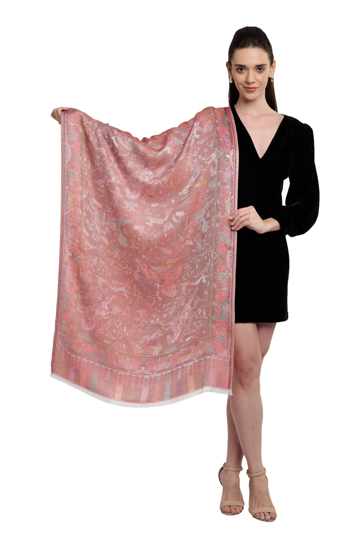 Taroob Gift Set of Silk Shikargah Jamawar Stole or Him or Her ( Unisex Stole )