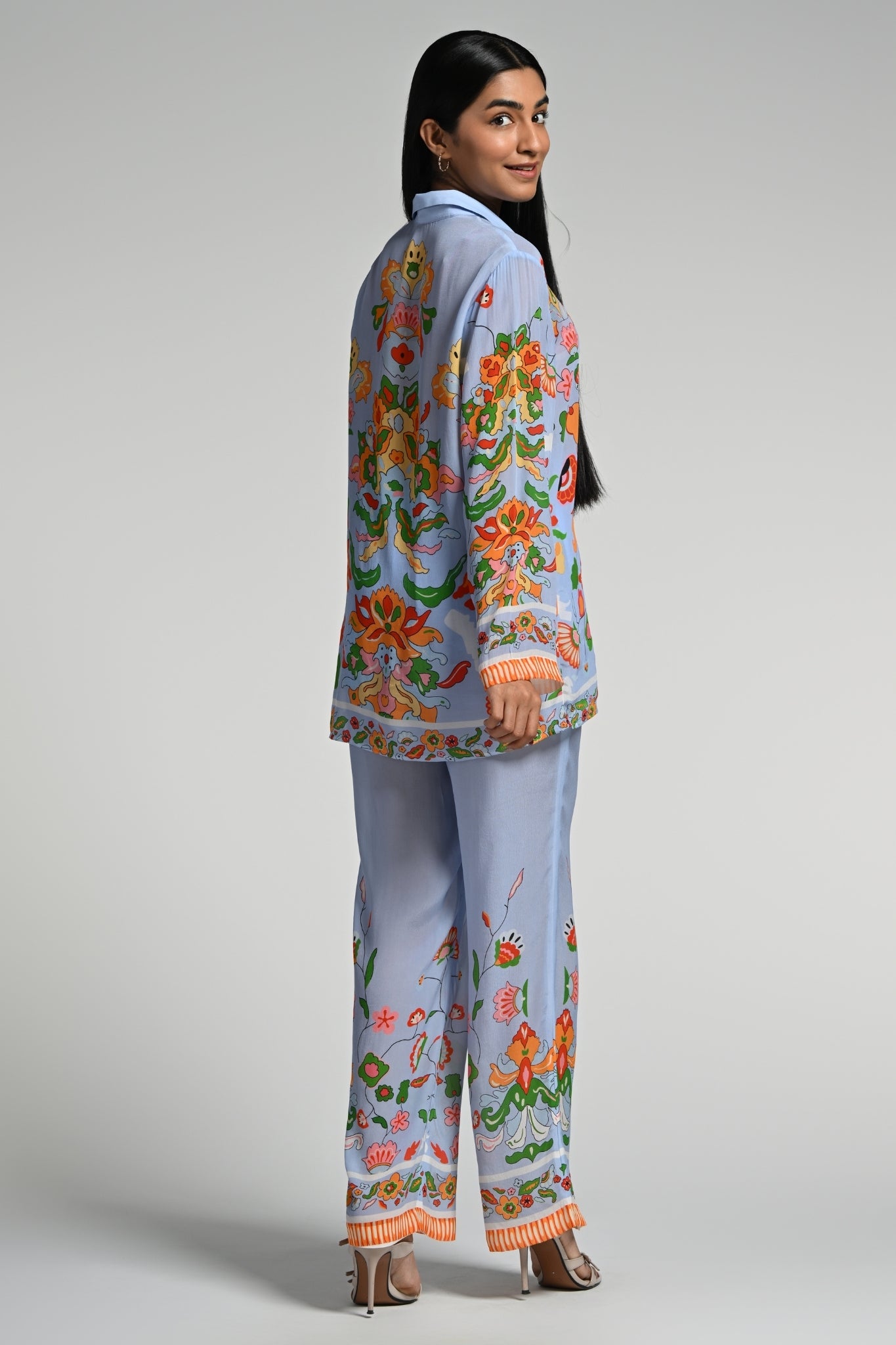 Blue Floral Utopia Co-ord Set – Women's Coords & Shirts – View 7 | Taroob