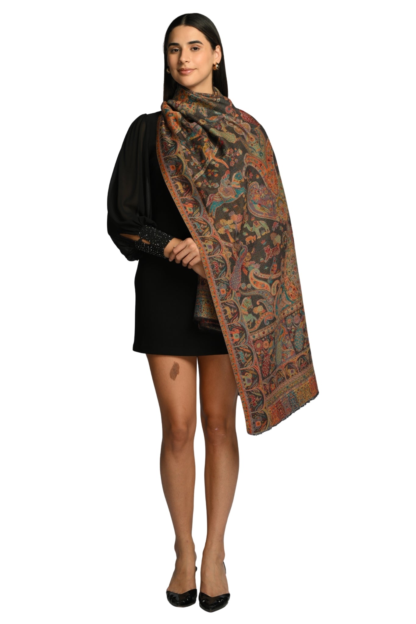 Taroob Luxe Paisley Merino Wool Mughal  Stole