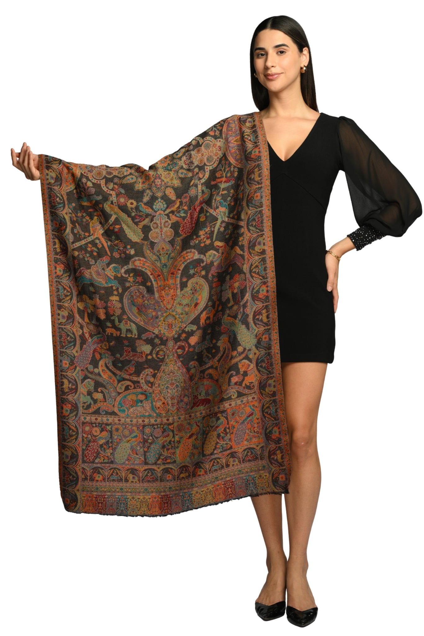 Taroob Luxe Paisley Merino Wool Mughal  Stole