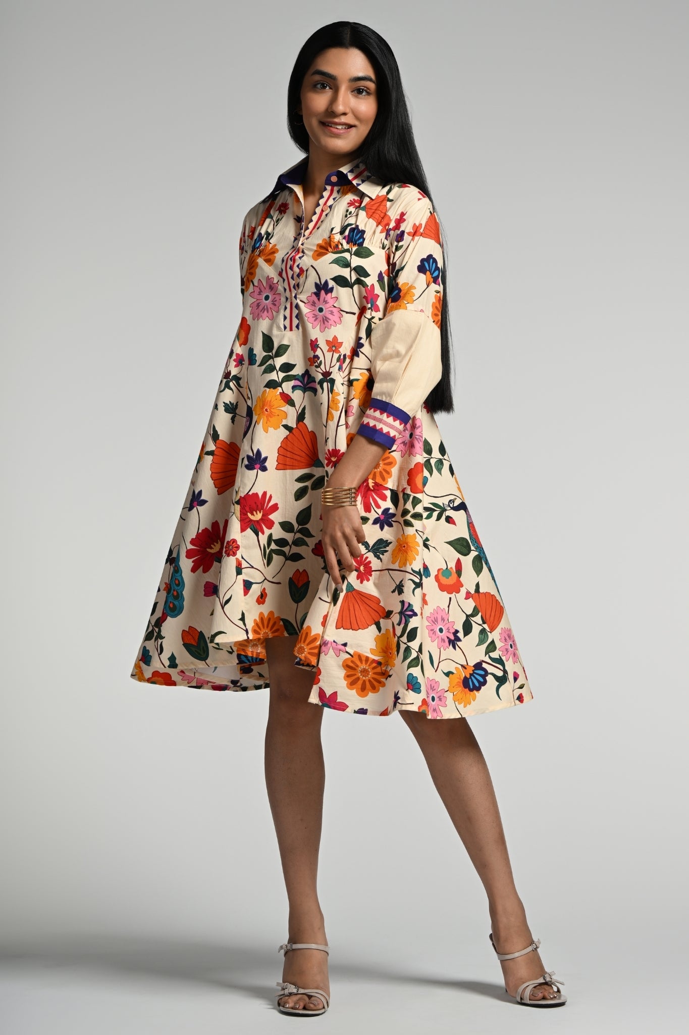 Bageecha Cotton Midi Dress – Women's Kaftans & Dresses – Styling view | Taroob