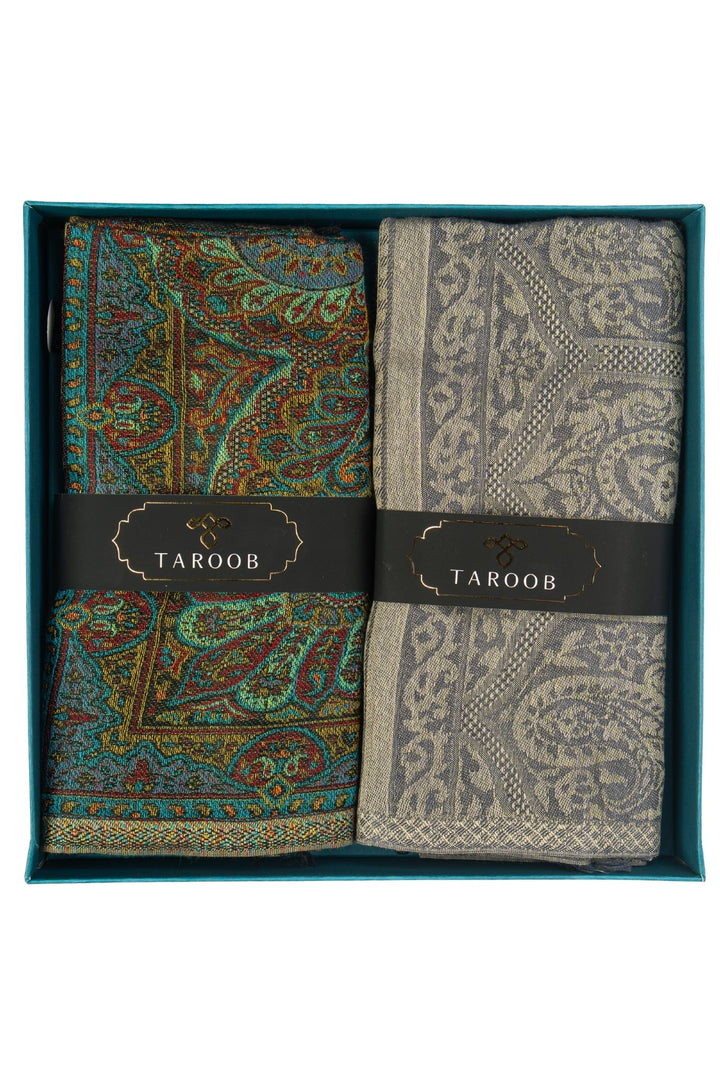 Taroob Couple Gift Set of Super Soft Silk Jamawar Stoles for Him or Her