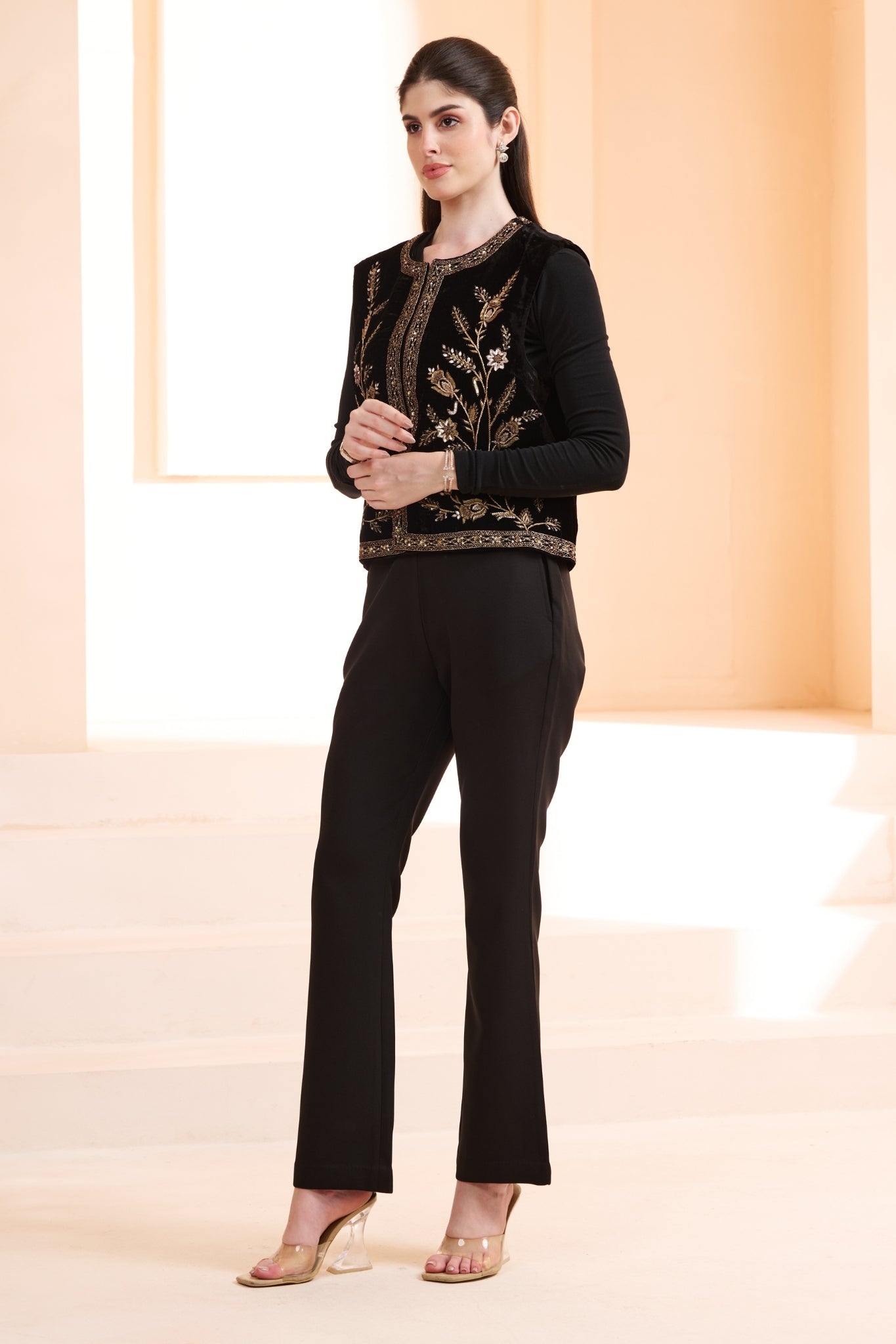 Taroob Zardozi Velvet Embellished Vest