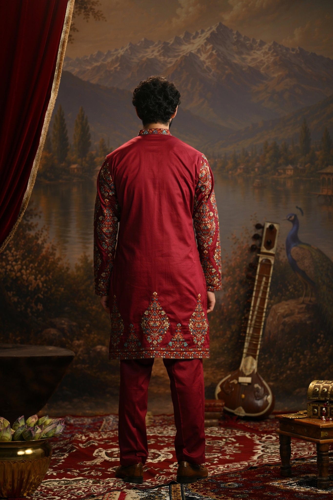 Crimson Royal  Sozni Kurta Pajama Set Taroob