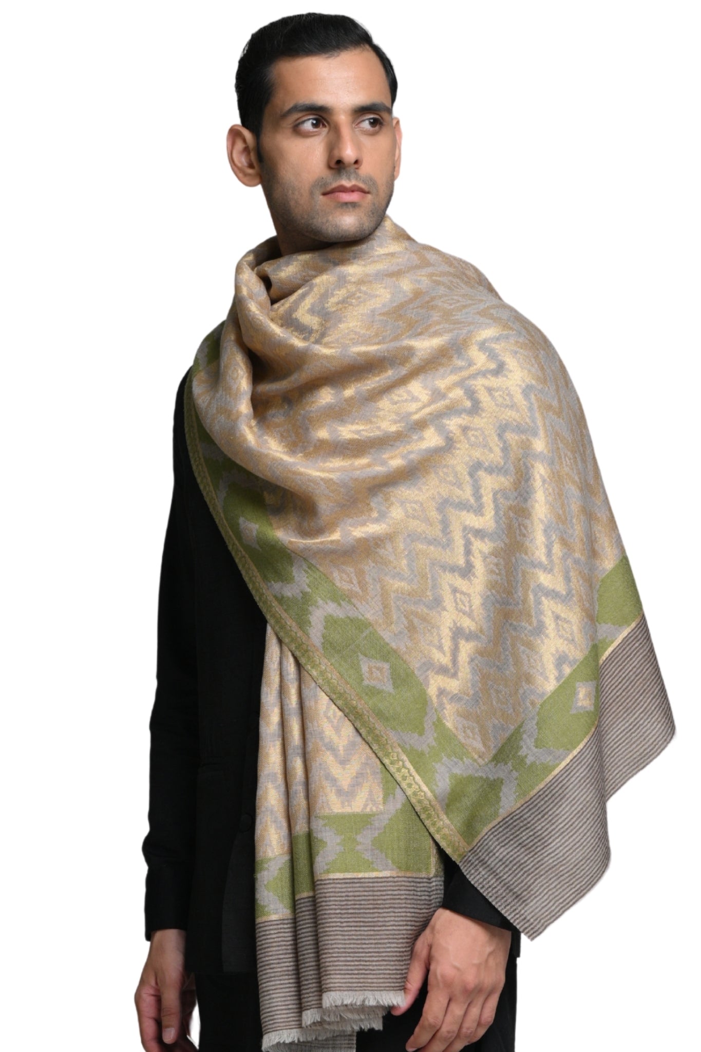 Taroob Moonlight Wool Ikat Kaani Stole