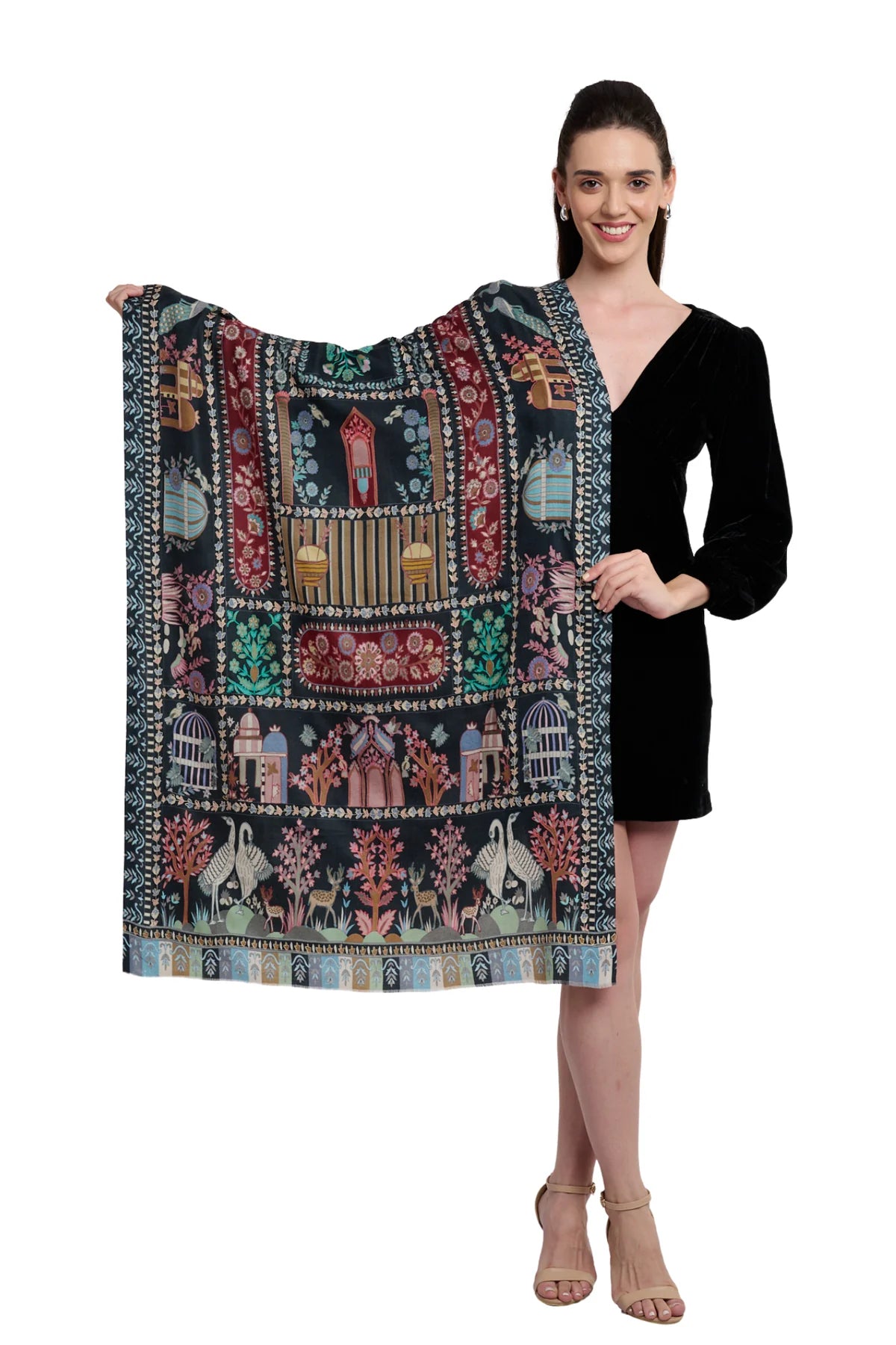 Taroob Couple Gift Set of Zari Stole for Him & Kalamkari Stole for Her