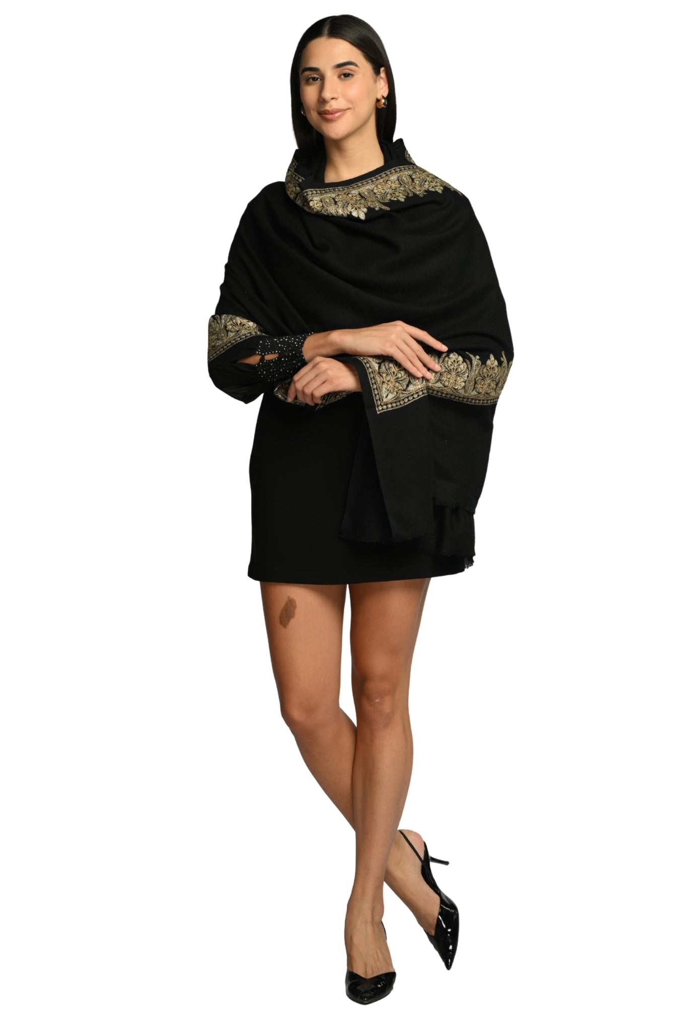 Taroob Signature Tilla Border Wool Shawl