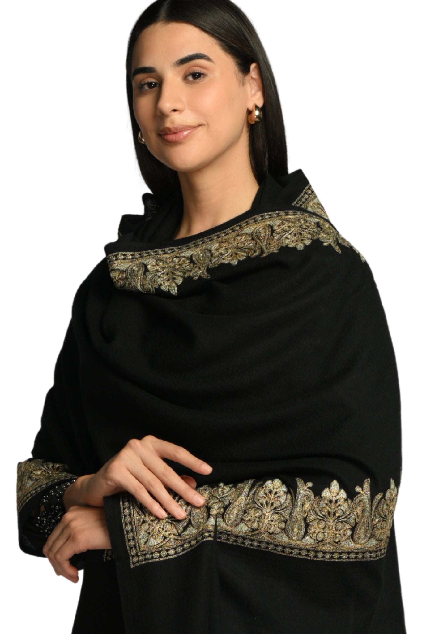Taroob Signature Tilla Border Wool Shawl