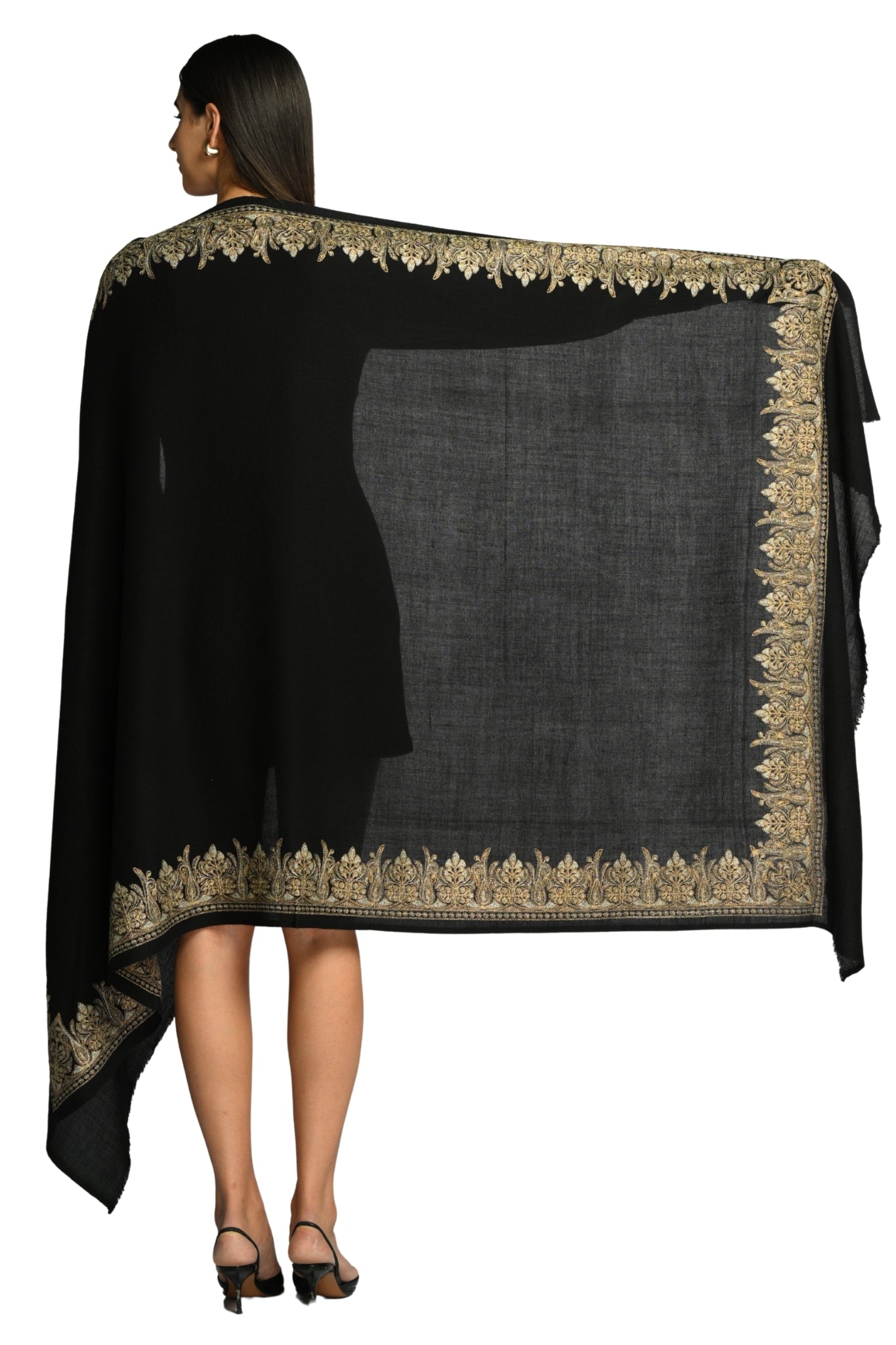 Taroob Signature Tilla Border Wool Shawl