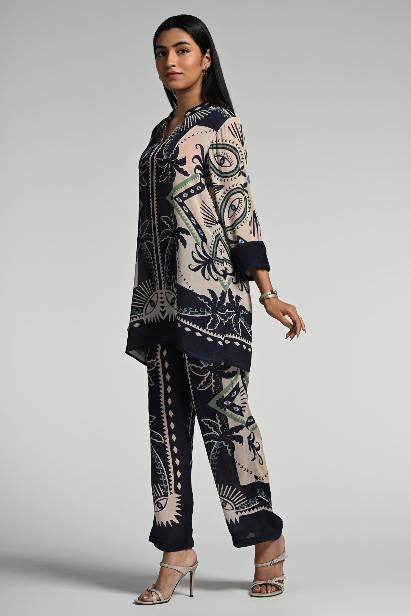 Taroob Geo Palms Tunic Set