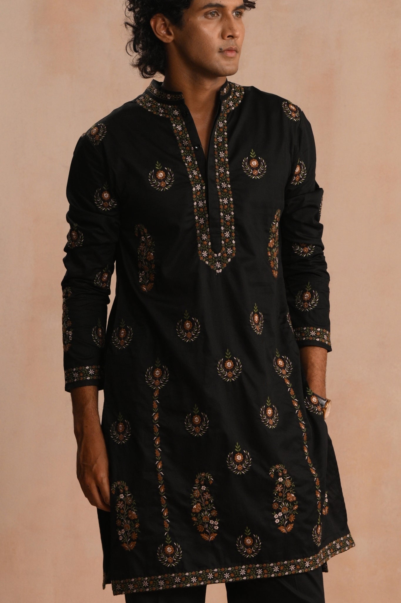 Black Mehrab Embroidered Kurta Pajama Set