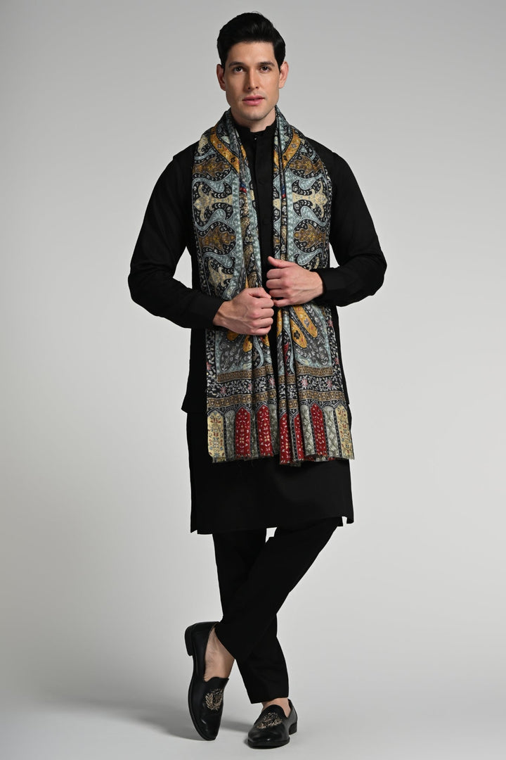 Taroob Embroidered Kashmiri Kalamkari Stole