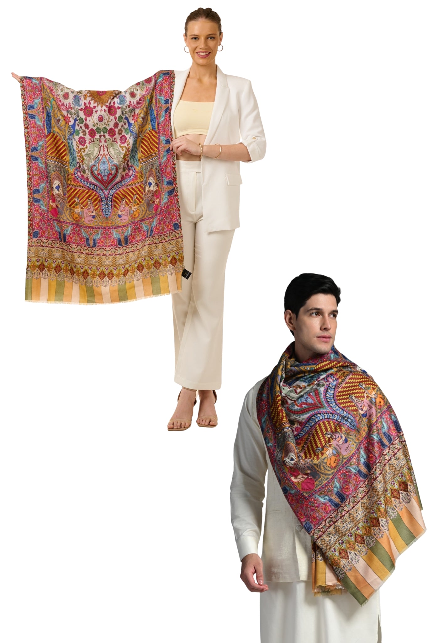 Taroob Gift Set of Exclusive Kalamkari Stole for Him or Her ( Unisex Stole )