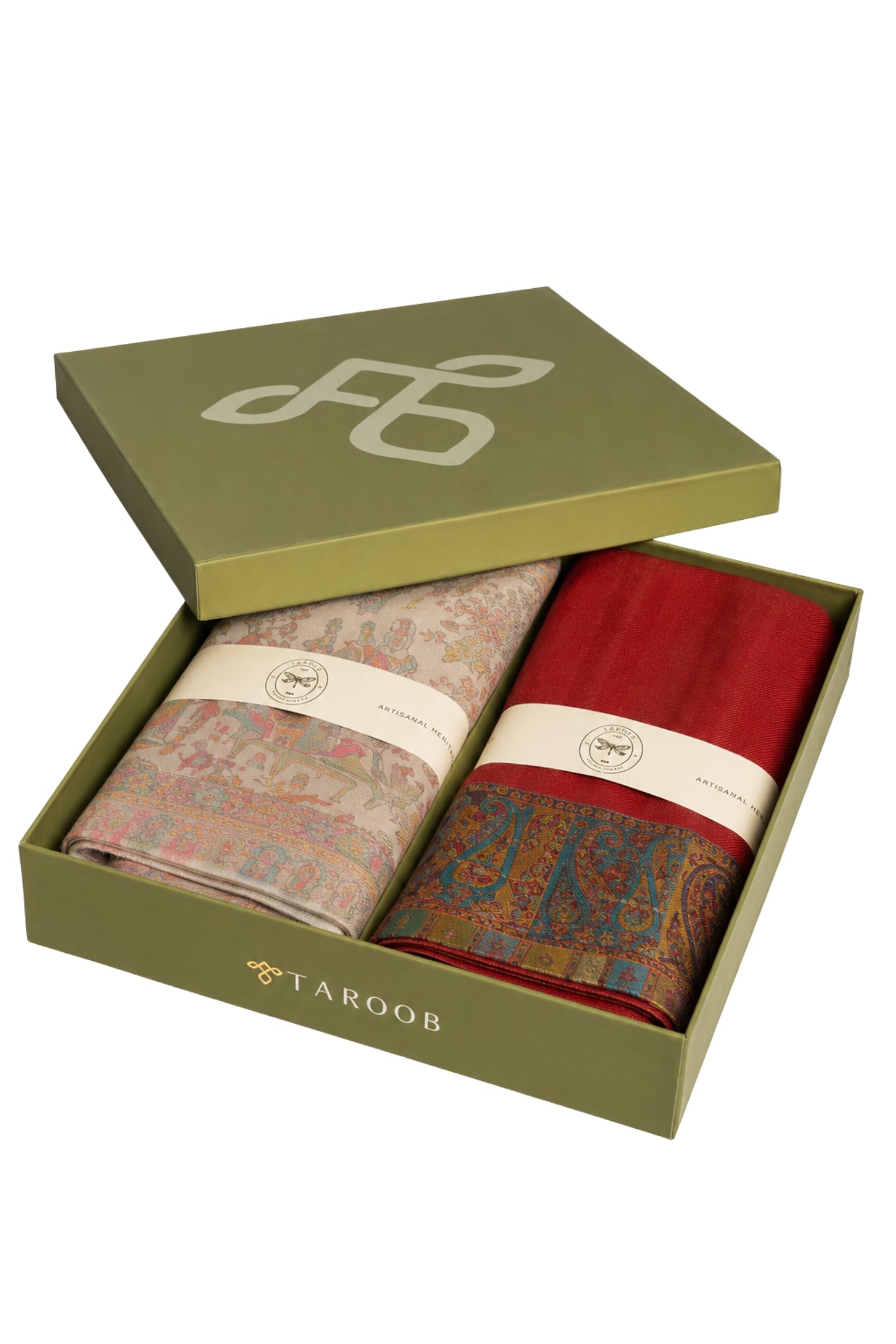Taroob Couple Gift Set of Fine Wool Resham Stole & Silk Jamawar Stole