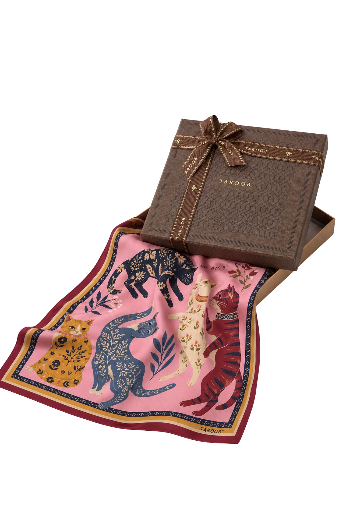 Pink Cat Club Silk Satin Scarf Taroob