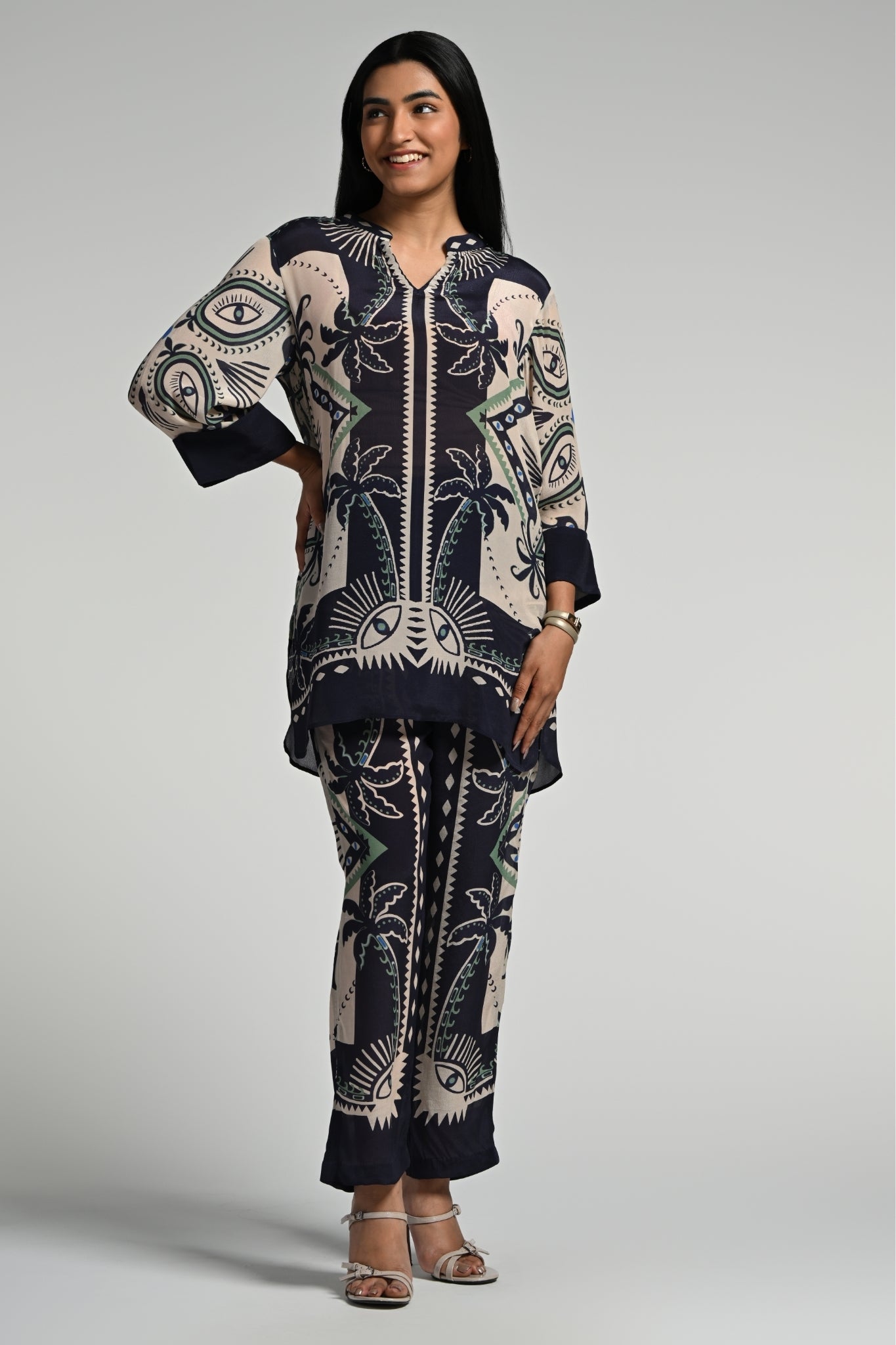 Taroob Geo Palms Tunic Set