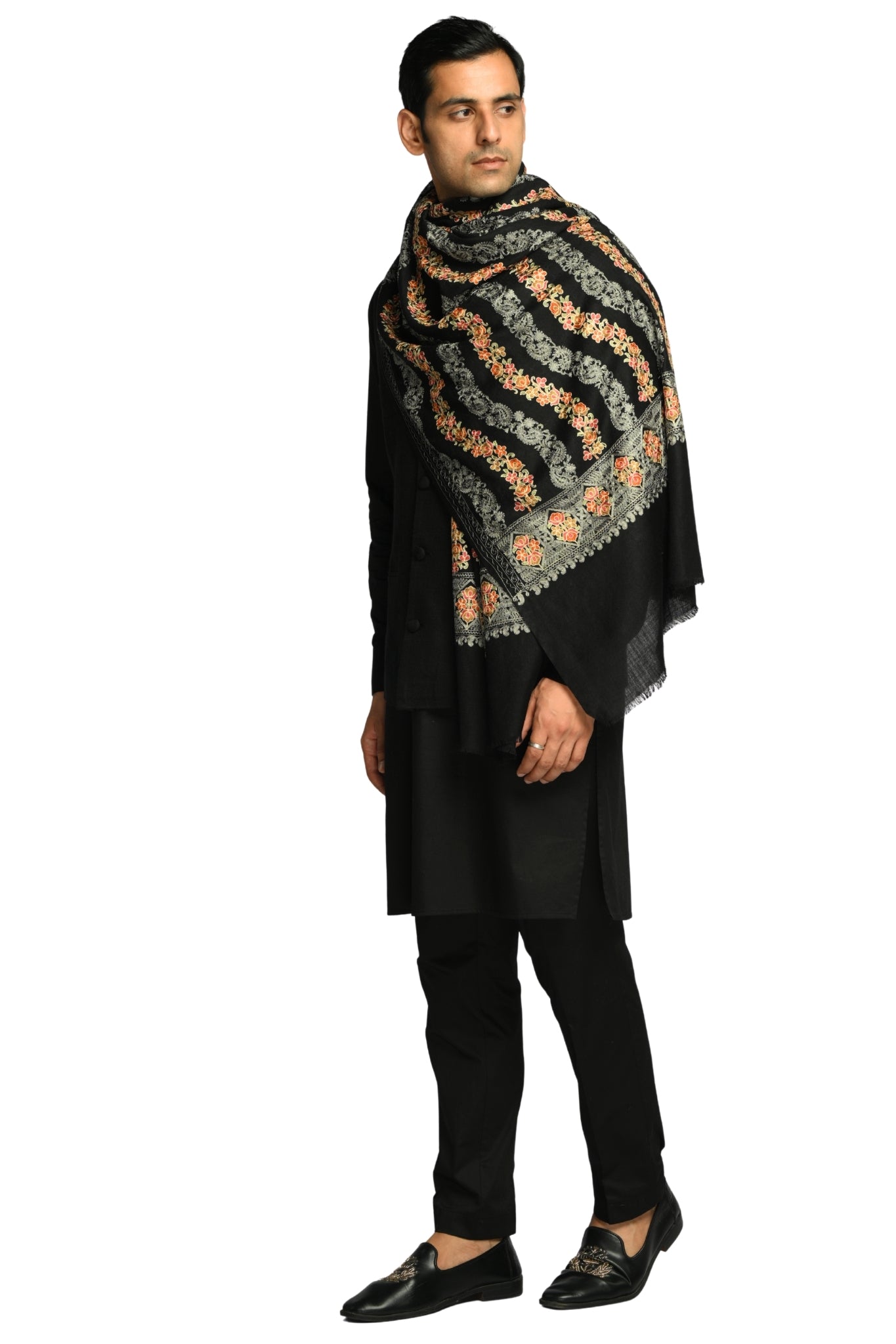 Taroob Parallel Petals Embroidered Stole