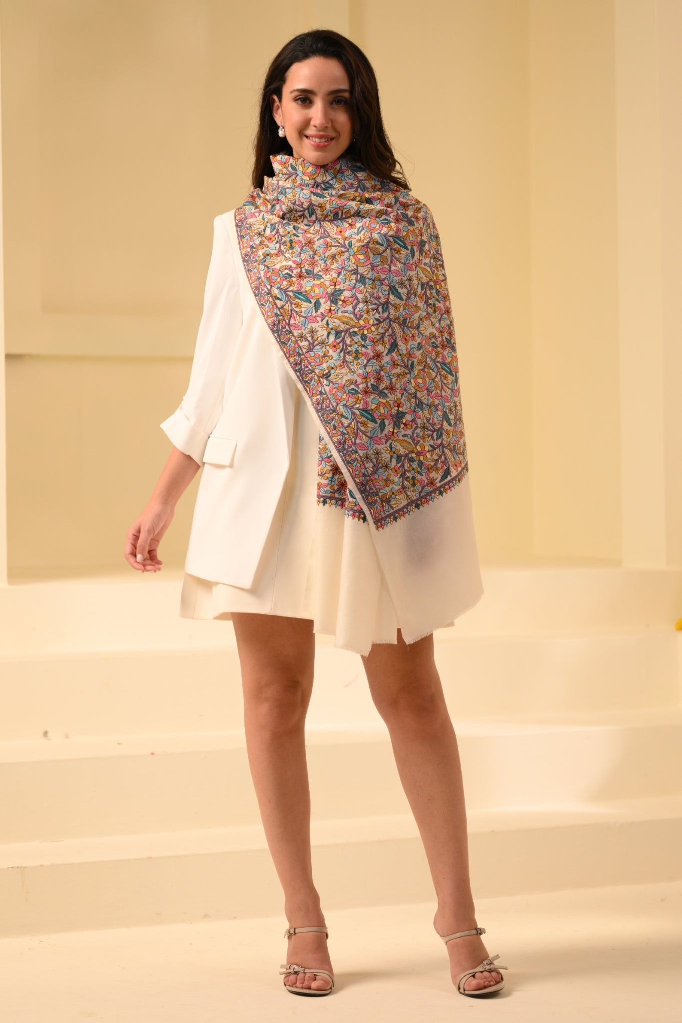 Taroob Floral Noir Embroidered Stole