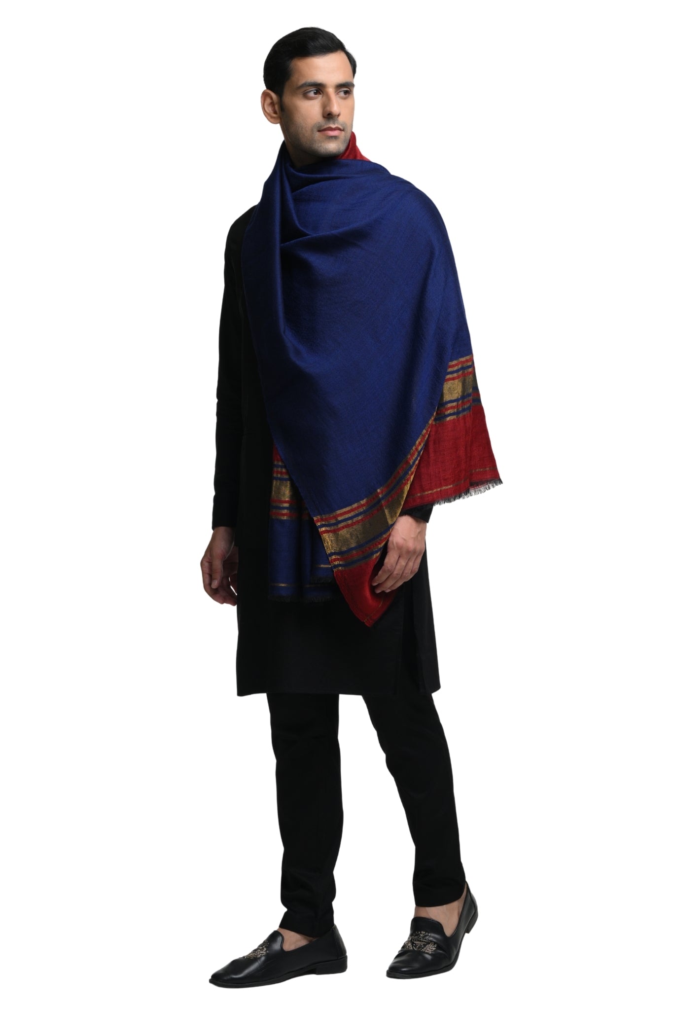 Ultra Soft Wool Zari Stole – Men's Zari Stoles – Alternate view | Taroob
