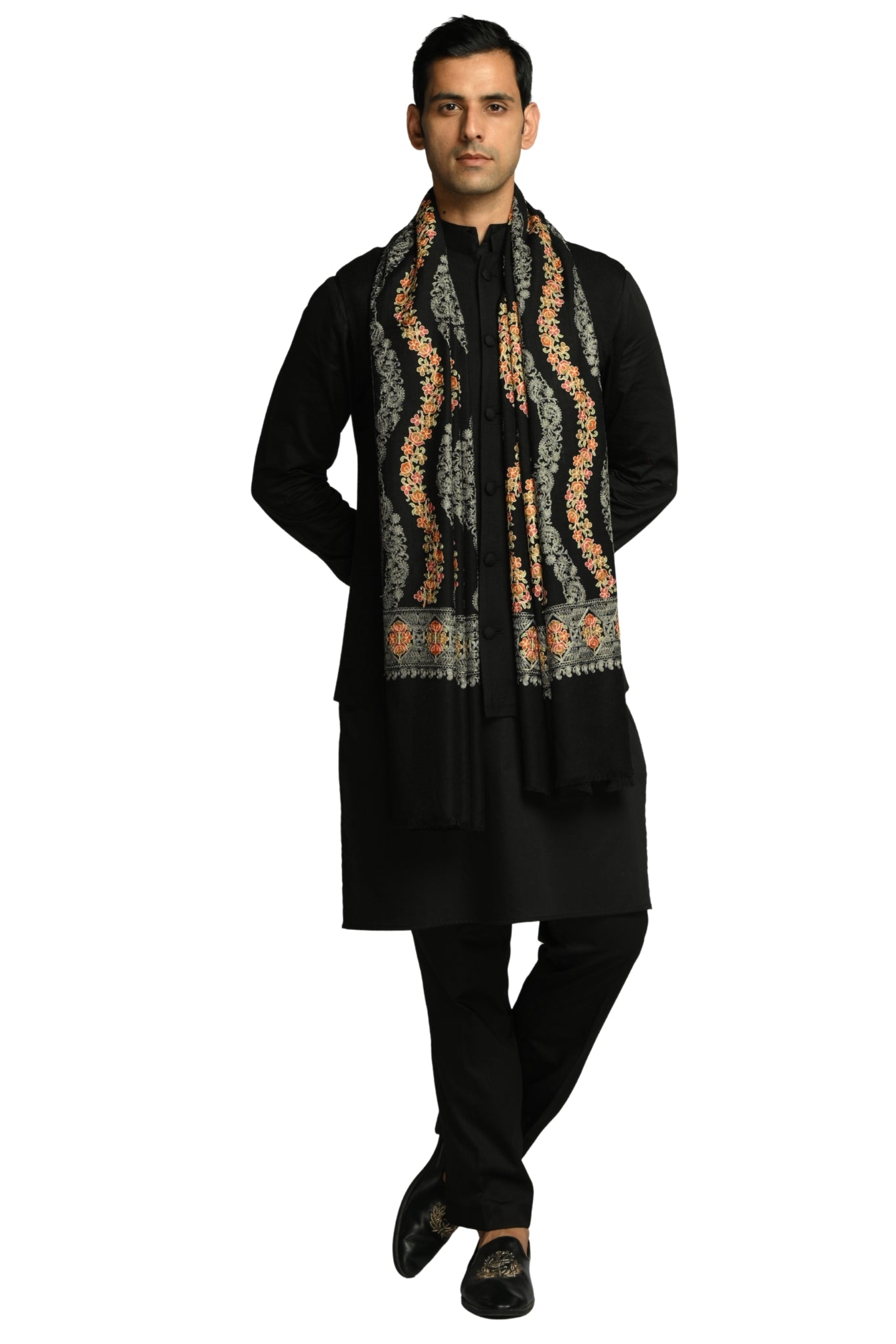 Taroob Parallel Petals Embroidered Stole