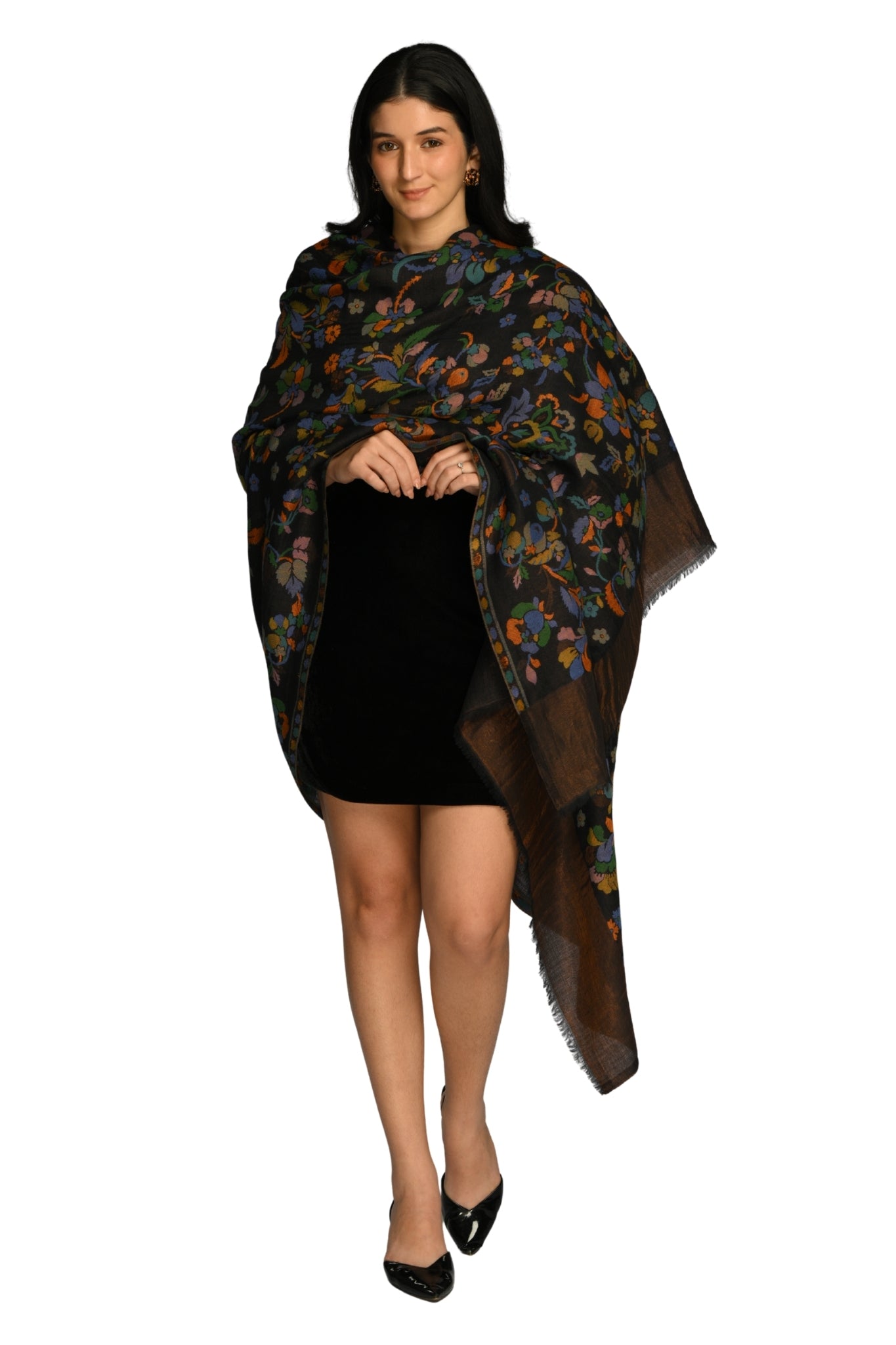 Taroob Rare Floral Zari Reversible Shawl