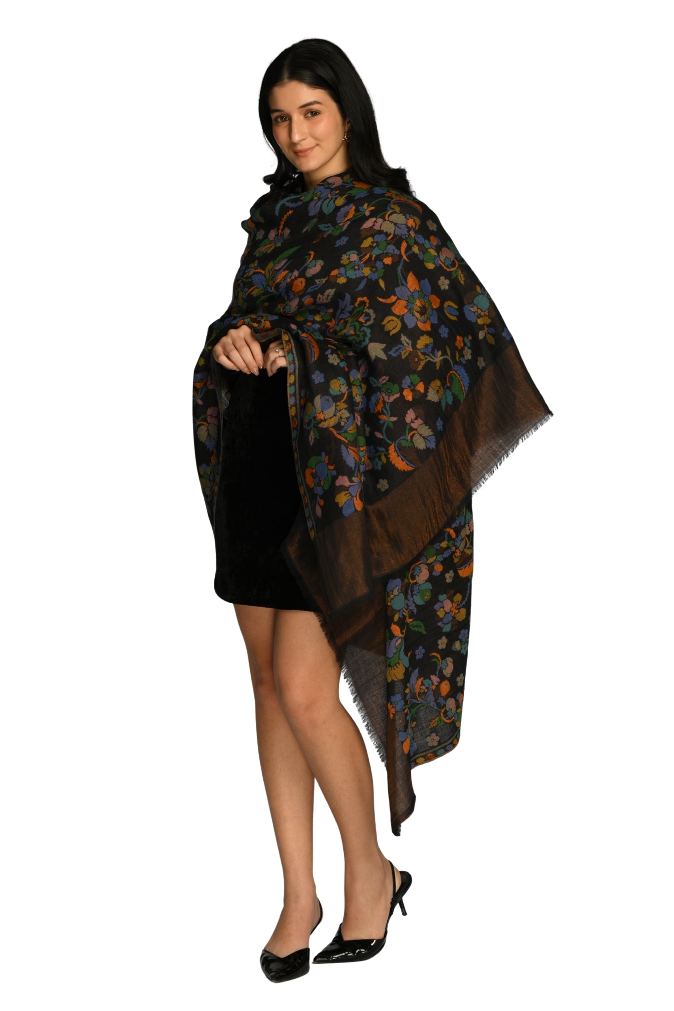 Taroob Rare Floral Zari Reversible Shawl