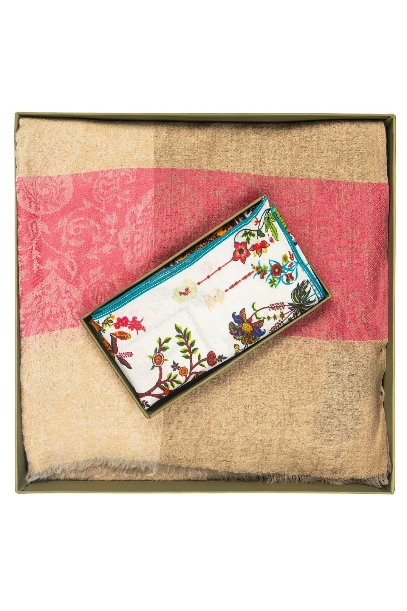 Taroob Couple Gift Set of Fine Wool Stole for Her & Poket Square for Him