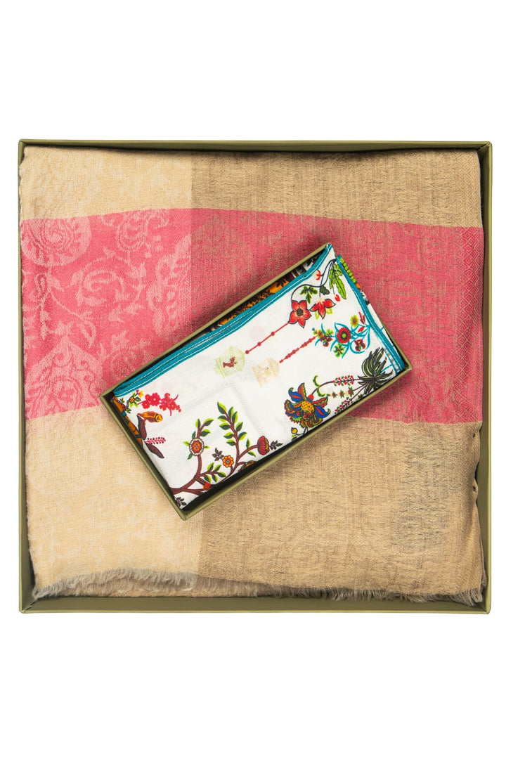 Taroob Couple Gift Set of Fine Wool Stole for Her & Poket Square for Him