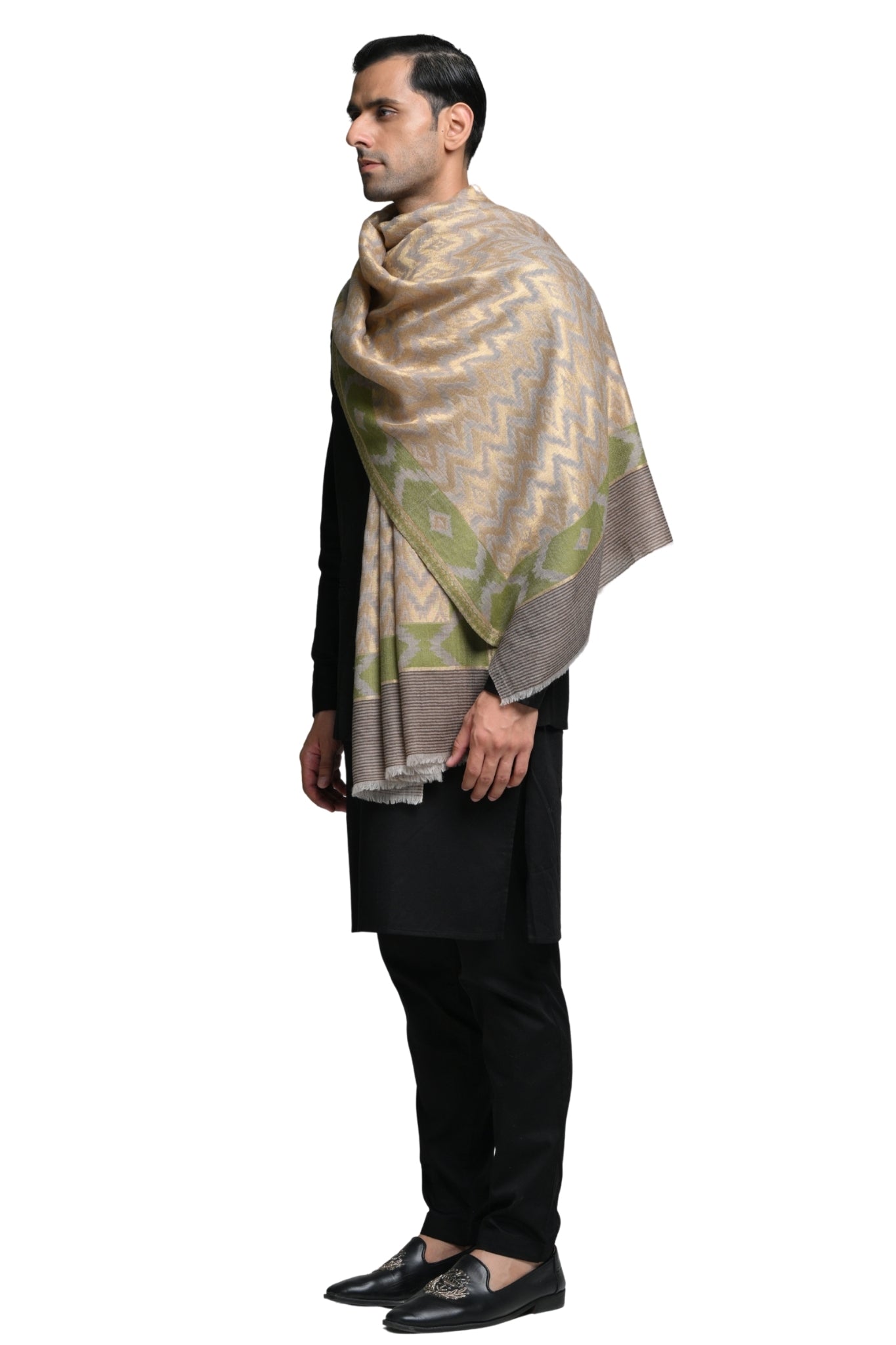 Taroob Moonlight Wool Ikat Kaani Stole