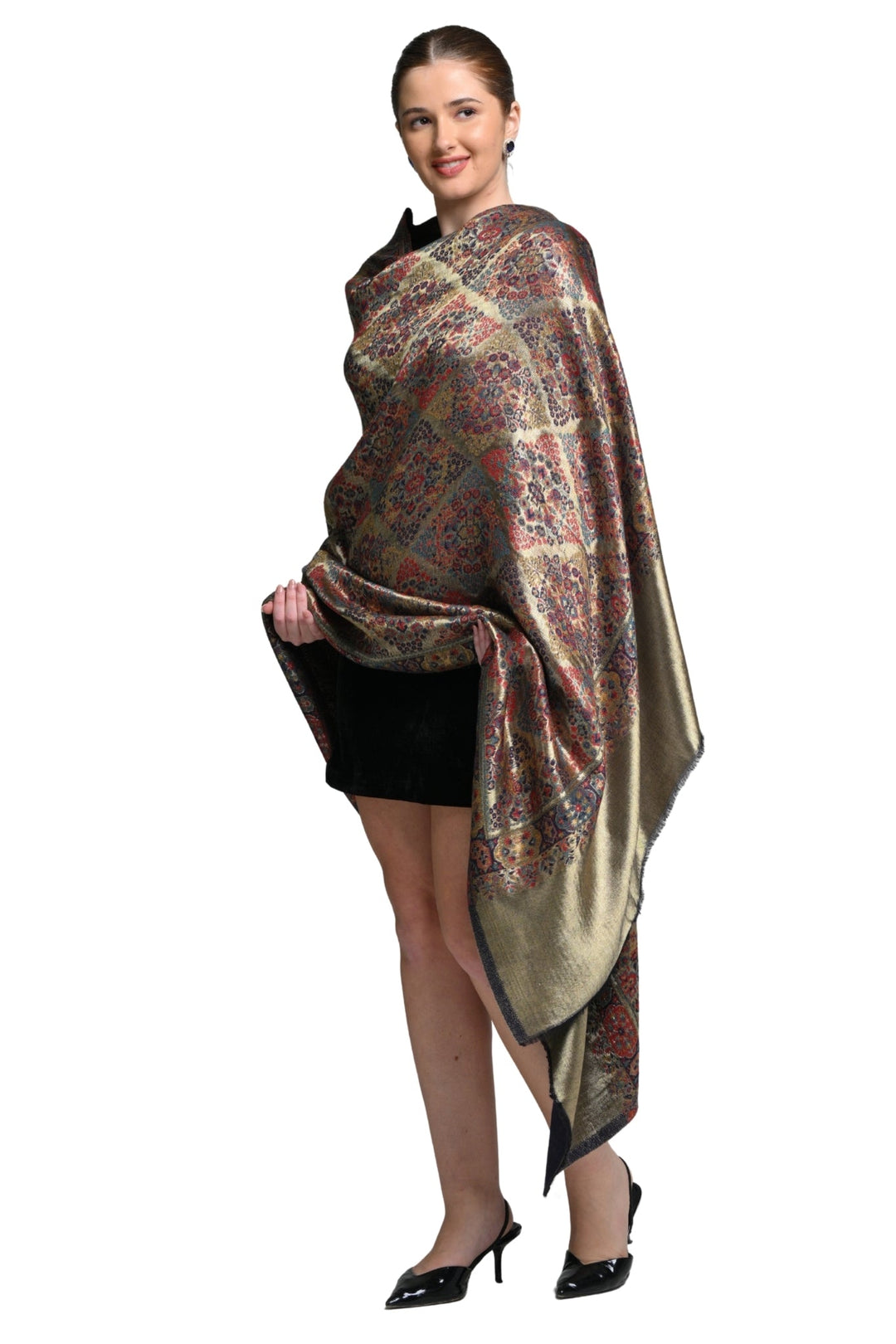Taroob Royal Kashmiri Resham Reversible Shawl
