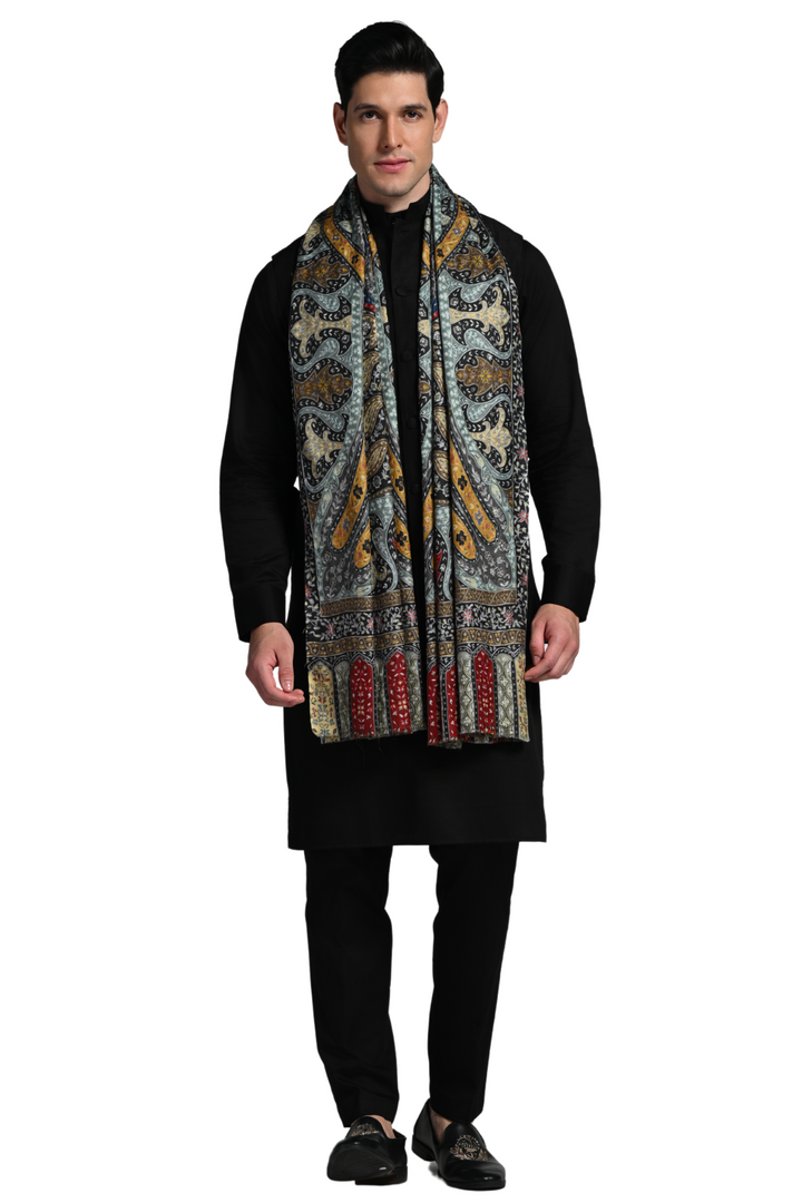 Taroob Embroidered Kashmiri Kalamkari Stole