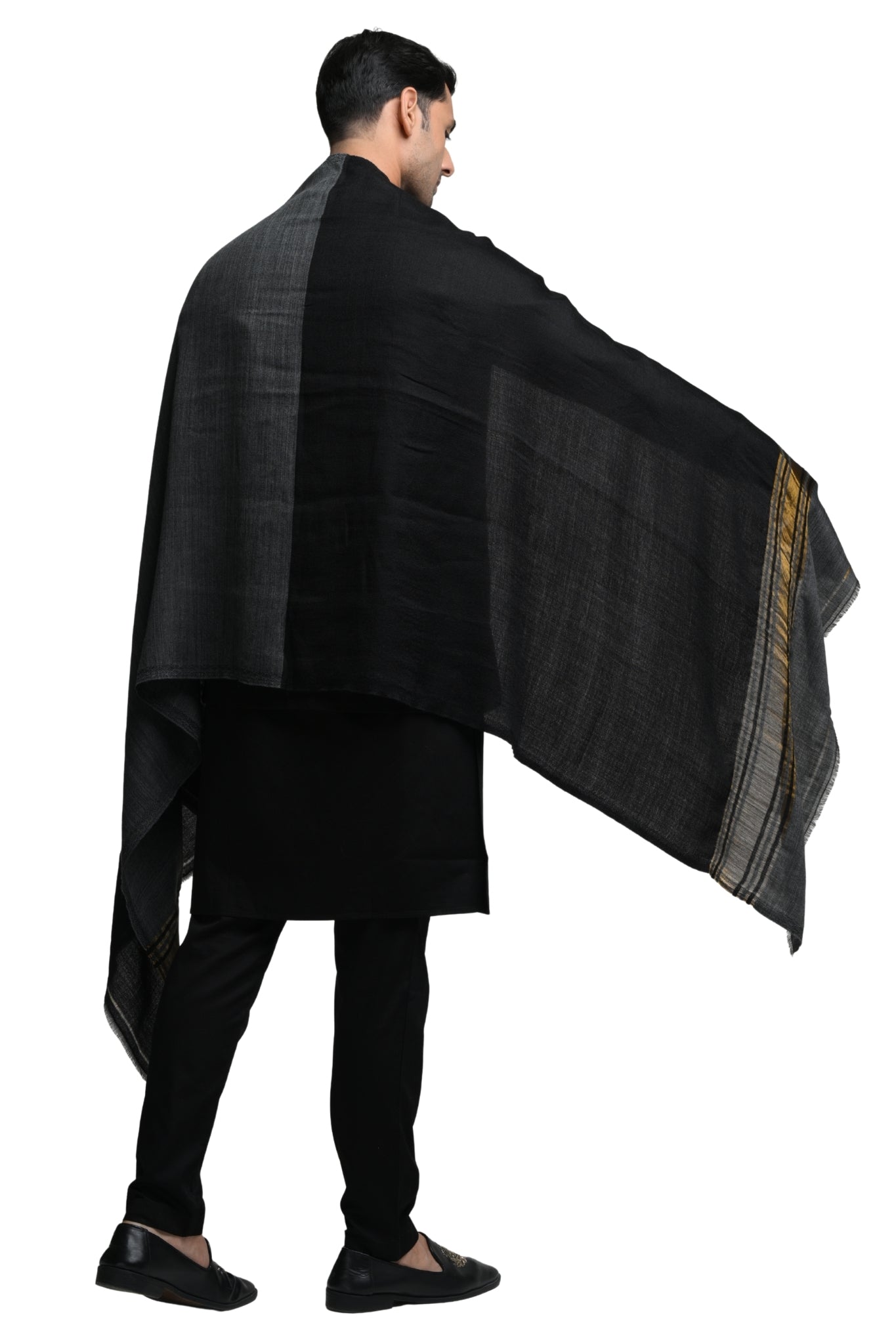 Ultra Soft Wool Zari Stole – Men's Zari Stoles – View 7 | Taroob