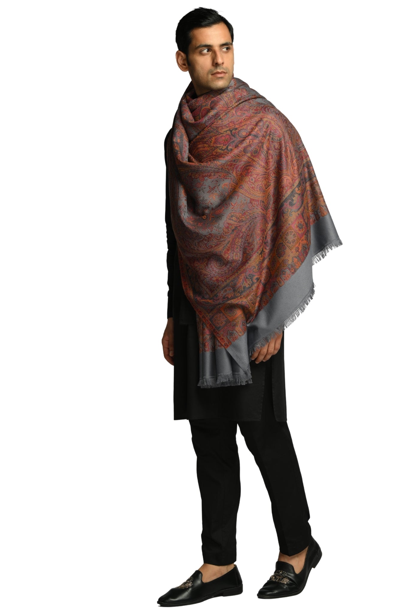 Taroob Faux Pashmina Antique Jamawar Shawl